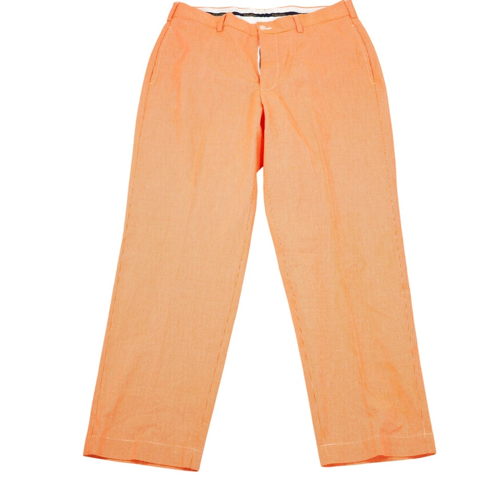 Brooks‎ Brothers Hudson Pants Men W34 L30 Orange Chinos Gingham Check Dress VTG
